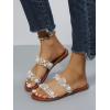 imageOYOANGLE Womens Pearl Decor Clear Double Strap Open Toe Slide Sandals Dressy Summer Slip on Flat SandalsBrown