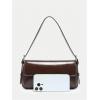 imageOYOANGLE Womens Pu Leather Flap Vintage Underarm Bags Top Handle Clutch Handbags Casual Mini Shoulder BagsBrown