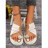 imageOYOANGLE Womens Rhinestone Crossed Strap Toe Ring Sandals Comfy Platform Flip Flops Elegant Outdoor SlippersBeige