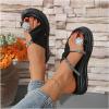 imageOYOANGLE Womens Rhinestone Crossed Strap Toe Ring Sandals Comfy Platform Flip Flops Elegant Outdoor SlippersBlack