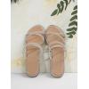 imageOYOANGLE Womens Rhinestone Flat Sandals Fashion Slides Open Toe Slide Casual SlippersApricot Beige
