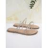 imageOYOANGLE Womens Rhinestone Flat Sandals Fashion Slides Open Toe Slide Casual SlippersApricot Beige