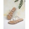 imageOYOANGLE Womens Rhinestone Flat Sandals Fashion Slides Open Toe Slide Casual SlippersApricot Beige