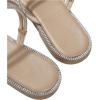 imageOYOANGLE Womens Rhinestone Flat Sandals Fashion Slides Open Toe Slide Casual SlippersApricot Silver