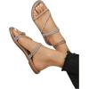 imageOYOANGLE Womens Rhinestone Flat Sandals Fashion Slides Open Toe Slide Casual SlippersApricot Silver