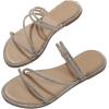 imageOYOANGLE Womens Rhinestone Flat Sandals Fashion Slides Open Toe Slide Casual SlippersApricot Silver