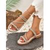 imageOYOANGLE Womens Rhinestone Flat Sandals Fashion Slides Open Toe Slide Casual SlippersBeige