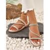 imageOYOANGLE Womens Rhinestone Flat Sandals Fashion Slides Open Toe Slide Casual SlippersBeige
