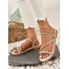 imageOYOANGLE Womens Rhinestone Flat Sandals Fashion Slides Open Toe Slide Casual SlippersBeige