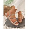 imageOYOANGLE Womens Rhinestone Flat Sandals Fashion Slides Open Toe Slide Casual SlippersBeige
