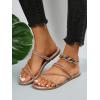 imageOYOANGLE Womens Rhinestone Flat Sandals Fashion Slides Open Toe Slide Casual SlippersChampagne Solid
