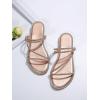imageOYOANGLE Womens Rhinestone Flat Sandals Fashion Slides Open Toe Slide Casual SlippersChampagne Solid