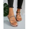 imageOYOANGLE Womens Rhinestone Flat Sandals Fashion Slides Open Toe Slide Casual SlippersChampagne Solid