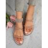 imageOYOANGLE Womens Rhinestone Flat Sandals Fashion Slides Open Toe Slide Casual SlippersRose Gold