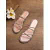 imageOYOANGLE Womens Rhinestone Flat Sandals Fashion Slides Open Toe Slide Casual SlippersRose Gold