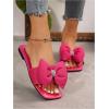 imageOYOANGLE Womens Rhinestone Sparkly Bow Slide Sandals Square Open Toe Slip on Flat Sandal Dressy ShoesHot Pink