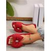 imageOYOANGLE Womens Rhinestone Sparkly Bow Slide Sandals Square Open Toe Slip on Flat Sandal Dressy ShoesRed