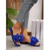 imageOYOANGLE Womens Rhinestone Sparkly Bow Slide Sandals Square Open Toe Slip on Flat Sandal Dressy ShoesRoyal Blue