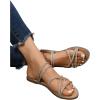 imageOYOANGLE Womens Rhinestone Strappy Open Toe Slide Sandals Slip on Casual Flat SandalsApricot