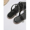 imageOYOANGLE Womens Rhinestone Strappy Open Toe Slide Sandals Slip on Casual Flat SandalsBlack