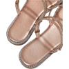 imageOYOANGLE Womens Rhinestone Strappy Open Toe Slide Sandals Slip on Casual Flat SandalsChampagne