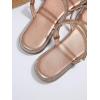 imageOYOANGLE Womens Rhinestone Strappy Open Toe Slide Sandals Slip on Casual Flat SandalsChampagne