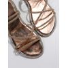 imageOYOANGLE Womens Rhinestone Strappy Open Toe Slide Sandals Slip on Casual Flat SandalsChampagne Brown