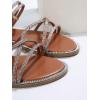 imageOYOANGLE Womens Rhinestone Strappy Open Toe Slide Sandals Slip on Casual Flat SandalsCoffee Brown