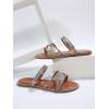 imageOYOANGLE Womens Rhinestone Strappy Open Toe Slide Sandals Slip on Casual Flat SandalsCoffee Brown