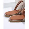 imageOYOANGLE Womens Rhinestone Strappy Open Toe Slide Sandals Slip on Casual Flat SandalsCoffee Brown