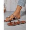 imageOYOANGLE Womens Rhinestone Strappy Open Toe Slide Sandals Slip on Casual Flat SandalsCoffee Brown