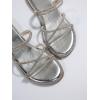 imageOYOANGLE Womens Rhinestone Strappy Open Toe Slide Sandals Slip on Casual Flat SandalsMetallic Silver