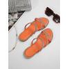 imageOYOANGLE Womens Rhinestone Strappy Open Toe Slide Sandals Slip on Casual Flat SandalsOrange