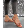 imageOYOANGLE Womens Rhinestone Strappy Open Toe Slide Sandals Slip on Casual Flat SandalsOrange