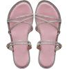 imageOYOANGLE Womens Rhinestone Strappy Open Toe Slide Sandals Slip on Casual Flat SandalsPink