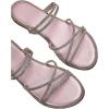 imageOYOANGLE Womens Rhinestone Strappy Open Toe Slide Sandals Slip on Casual Flat SandalsPink