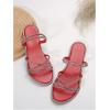 imageOYOANGLE Womens Rhinestone Strappy Open Toe Slide Sandals Slip on Casual Flat SandalsRed