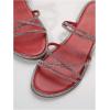 imageOYOANGLE Womens Rhinestone Strappy Open Toe Slide Sandals Slip on Casual Flat SandalsRed