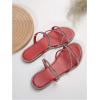 imageOYOANGLE Womens Rhinestone Strappy Open Toe Slide Sandals Slip on Casual Flat SandalsRed