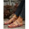 imageOYOANGLE Womens Rhinestone Strappy Open Toe Slide Sandals Slip on Casual Flat SandalsRed