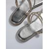 imageOYOANGLE Womens Rhinestone Strappy Open Toe Slide Sandals Slip on Casual Flat SandalsSilver