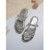 imageOYOANGLE Womens Rhinestone Strappy Open Toe Slide Sandals Slip on Casual Flat SandalsSilver