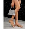 imageOYOANGLE Womens Rhinestone Strappy Open Toe Slide Sandals Slip on Casual Flat SandalsYellow