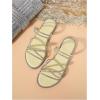imageOYOANGLE Womens Rhinestone Strappy Open Toe Slide Sandals Slip on Casual Flat SandalsYellow