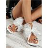 imageOYOANGLE Womens Rhinestone Toe Ring Bowknot Sandals Open Toe Flat Flip Flops Casual Elegant SandalsWhite