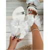 imageOYOANGLE Womens Rhinestone Toe Ring Bowknot Sandals Open Toe Flat Flip Flops Casual Elegant SandalsWhite