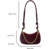 imageOYOANGLE Womens Suede Chain Decor Mini Shoulder Bags Zipper Clutch Purse Handbags Vintage Elegant Crossbody BagBurgundy