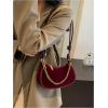 imageOYOANGLE Womens Suede Chain Decor Mini Shoulder Bags Zipper Clutch Purse Handbags Vintage Elegant Crossbody BagBurgundy