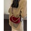 imageOYOANGLE Womens Suede Chain Decor Mini Shoulder Bags Zipper Clutch Purse Handbags Vintage Elegant Crossbody BagBurgundy