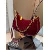 imageOYOANGLE Womens Suede Chain Decor Mini Shoulder Bags Zipper Clutch Purse Handbags Vintage Elegant Crossbody BagBurgundy